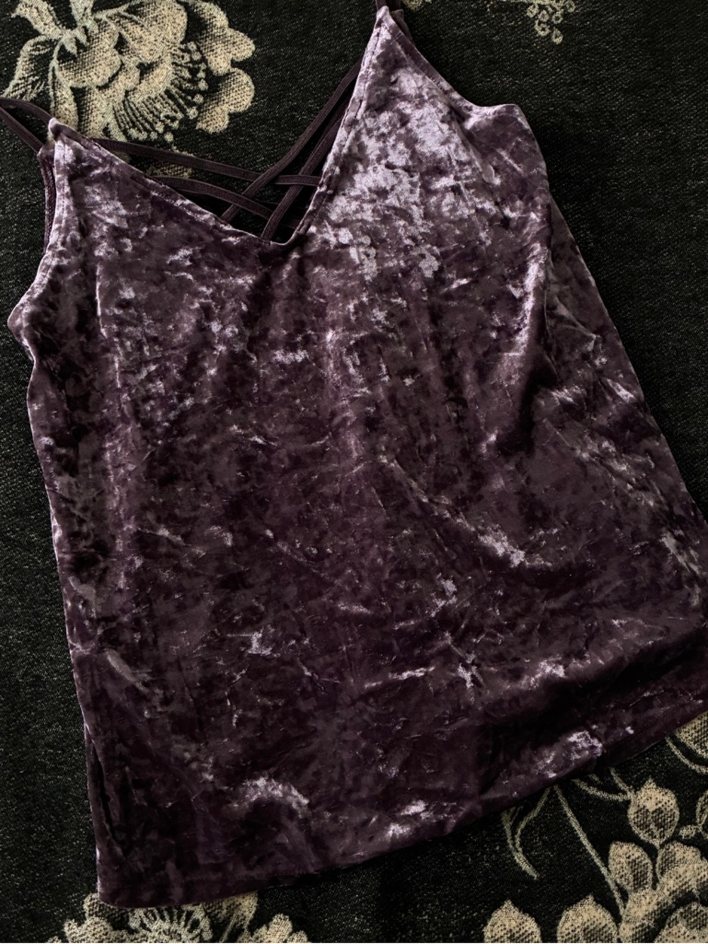 American Eagle Purple Crushed Velvet Strappy Cami Y2K Size Medium
